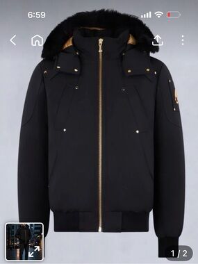 Moose knuckles Black Bomber Gold series Black Bomber Jacket